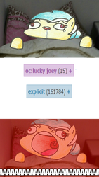 Size: 561x998 | Tagged: safe, artist:potatobug, oc, oc only, oc:lucky joey, pony, aaaaaaaaaa, drool, implied explicit, joey's nightmare, meme, pillow, wat