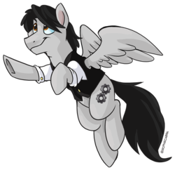 Size: 800x773 | Tagged: safe, artist:spainfischer, oc, oc only, oc:steamworks, pegasus, pony, clothes, flying, male, solo, stallion, vest