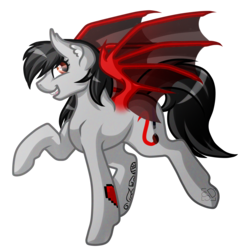 Size: 3400x3547 | Tagged: safe, artist:amazing-artsong, oc, oc only, oc:scarlet spectrum, bat pony, pony, high res, red and black oc, solo