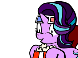 Size: 800x600 | Tagged: safe, artist:deakin, starlight glimmer, pony, g4, 3d glasses, female, food, popcorn, solo