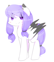Size: 1098x1271 | Tagged: safe, artist:windymils, oc, oc only, oc:violetia, pegasus, pony, blushing, cute, female, looking at you, mare, purple eyes, simple background, smiling, solo