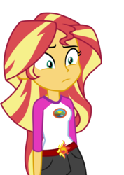 Size: 3000x4243 | Tagged: safe, artist:uponia, sunset shimmer, equestria girls, g4, my little pony equestria girls: legend of everfree, clothes, female, high res, shirt, shorts, simple background, solo, transparent background, vector, wat