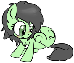 Size: 468x402 | Tagged: safe, artist:lockhe4rt, oc, oc only, oc:filly anon, earth pony, pony, blushing, female, filly, lifted leg, simple background, solo, white background