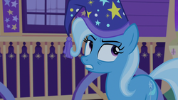 Size: 1280x720 | Tagged: safe, screencap, trixie, pony, unicorn, g4, to where and back again, eyeroll, female, hat, mare, nightcap, solo, tired, trixie's nightcap