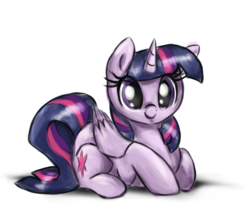 Size: 1425x1258 | Tagged: safe, artist:buttersprinkle, twilight sparkle, alicorn, pony, g4, buttersprinkle is trying to murder us, cute, female, folded wings, looking at you, prone, simple background, smiling, solo, twiabetes, twilight sparkle (alicorn), weapons-grade cute, white background