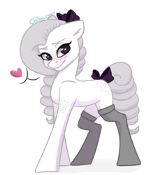 Size: 510x565 | Tagged: safe, artist:chibadeer, oc, oc only, earth pony, pony, bow, clothes, female, freckles, hair bow, mare, simple background, socks, solo, tail bow, transparent background