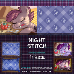 Size: 876x876 | Tagged: safe, artist:1trick, oc, oc only, oc:night stitch, bat pony, pony, ask night stitch, needle, photo, pillow, pillowcase, pincushion, sleeping, solo, thread