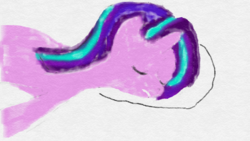 Size: 1366x768 | Tagged: safe, anonymous artist, derpibooru exclusive, starlight glimmer, pony, g4, female, pillow, simple background, sleeping, solo, white background