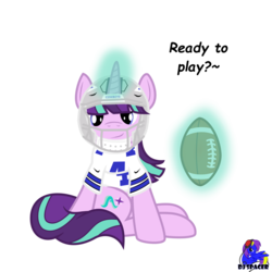 Size: 1024x1024 | Tagged: safe, artist:djspacer, starlight glimmer, pony, g4, american football, dallas cowboys, female, glowing horn, helmet, horn, levitation, magic, nfl, simple background, solo, telekinesis, transparent background