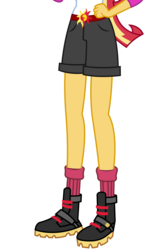 Size: 1206x1918 | Tagged: dead source, safe, artist:teentitansfan201, edit, vector edit, sunset shimmer, equestria girls, g4, my little pony equestria girls: legend of everfree, boots, clothes, cropped, female, leg focus, legs, pictures of legs, shorts, simple background, socks, solo, transparent background, vector