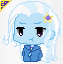 Size: 509x512 | Tagged: dead source, safe, artist:starwantrix, trixie, equestria girls, g4, chibi, cursor, cute, female, pouting, solo