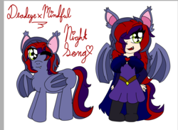 Size: 819x601 | Tagged: safe, artist:soulfulserenade, oc, oc only, oc:night song, bat pony, pony, cute, offspring, parent:oc:deadeye, parent:oc:mindful behaviour, parents:oc x oc