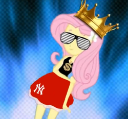 Size: 614x572 | Tagged: safe, artist:mrdeloop, fluttershy, equestria girls, g4, alternate universe, clothes, crown, day of the flutter, eqg promo pose set, equestria girls: the parody series, female, jewelry, regalia, skirt, solo, swag