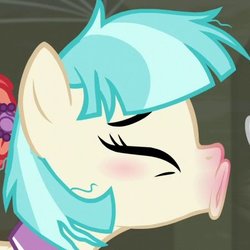 Size: 450x450 | Tagged: safe, screencap, coco pommel, earth pony, pony, g4, the saddle row review, eyes closed, female, open mouth, out of context, red nosed, sick, sneezing, solo