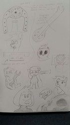 Size: 720x1280 | Tagged: safe, artist:downhillcarver, oc, oc only, oc:jade shine, oc:mean mare, ultimare universe, asriel dreemurr, horseshoes, skull, this is fine, undertale, wrench