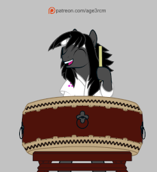 Size: 917x1000 | Tagged: safe, artist:age3rcm, oc, oc only, pony, animated, cute, drums, gif, male, musical instrument, patreon, patreon logo, show accurate, solo, stallion