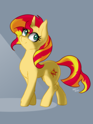 Size: 2250x3000 | Tagged: safe, artist:hardbrony, sunset shimmer, pony, unicorn, g4, chest fluff, cute, female, high res, shimmerbetes, signature, simple background, smiling, solo
