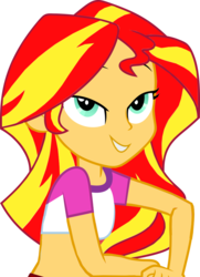 Size: 760x1050 | Tagged: safe, artist:darkvenom666, sunset shimmer, equestria girls, g4, my little pony equestria girls: legend of everfree, clothes, female, grin, midriff, short shirt, simple background, smiling, solo, transparent background