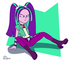 Size: 2250x1943 | Tagged: safe, artist:x-guy, aria blaze, equestria girls, g4, my little pony equestria girls: rainbow rocks, abstract background, boots, clothes, female, high heel boots, jewelry, pendant, sitting, solo