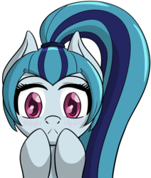 Size: 2446x2891 | Tagged: safe, artist:datapony, sonata dusk, pony, equestria girls, g4, :<, blushing, bust, cute, equestria girls ponified, female, high res, ponified, portrait, simple background, solo, sonatabetes, transparent background
