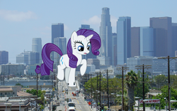 Size: 2560x1600 | Tagged: safe, artist:logan859, artist:slb94, rarity, pony, unicorn, g4, giant pony, highrise ponies, irl, los angeles, macro, photo, ponies in real life