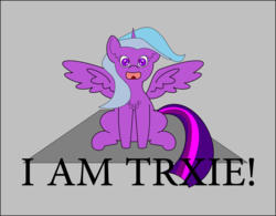 Size: 1070x834 | Tagged: safe, artist:planetkiller, alicorn, pony, blatant lies, breakdown, clothes, cosplay, costume, shrunken pupils, simple background, solo, the fairly oddparents