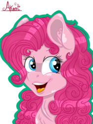 Size: 600x800 | Tagged: safe, artist:princesscrystal36, artist:themusicbee, pinkie pie, earth pony, pony, g4, bust, female, portrait, smiling, solo