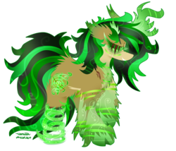 Size: 3480x2985 | Tagged: safe, artist:vanillaswirl6, oc, oc only, oc:cari, earth pony, pony, commission, cute, green, high res, injured, photoshop, rainbow, rainbow power, rainbow power-ified, simple background, solo, sparkly, swirls, transparent background