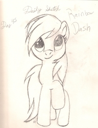 Size: 1571x2045 | Tagged: safe, artist:silversthreads, rainbow dash, g4, daily sketch, female, sketch, solo, traditional art