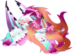 Size: 1024x768 | Tagged: safe, artist:vanillaswirl6, oc, oc only, oc:ember, pegasus, pony, colorful, commission, cute, fire, flower, fluffy, photoshop, rainbow, rainbow power, rainbow power-ified, simple background, solo, transparent background