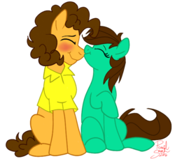 Size: 578x535 | Tagged: safe, artist:hufflepuffrave, cheese sandwich, oc, oc:pencil sketch, earth pony, pony, g4, blushing, boop, canon x oc, female, male, mare, noseboop, shipping, simple background, solo, straight, transparent background