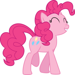 Size: 6443x6400 | Tagged: safe, artist:stjonal, pinkie pie, g4, .svg available, absurd resolution, eyes closed, female, grin, simple background, smiling, solo, transparent background, vector, walking