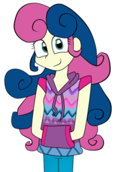 Size: 439x640 | Tagged: safe, artist:rozzertrask, bon bon, sweetie drops, equestria girls, g4, my little pony equestria girls: legend of everfree, alternate hairstyle, camp fashion show outfit, clothes, female, hoodie, looking at you, simple background, smiling, solo, transparent background