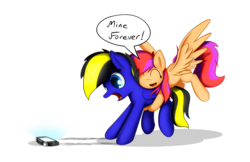 Size: 4596x2987 | Tagged: safe, artist:flamevulture17, oc, oc only, pegasus, pony, cellphone, commission, duo, eyes closed, female, gift art, high res, hug, male, mare, phone, simple background, smiling, stallion, straight, surprised, transparent background