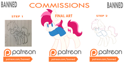 Size: 3000x1500 | Tagged: safe, artist:banned, artist:lvck, oc, oc only, commission, commission info, patreon, patreon logo, solo
