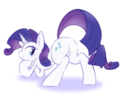 Size: 1887x1500 | Tagged: safe, artist:akainu_pony, rarity, pony, unicorn, g4, butt, female, plot, rearity, simple background, solo