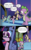 Size: 795x1263 | Tagged: safe, artist:andy price, edit, idw, bon bon, lyra heartstrings, spike, sweetie drops, twilight sparkle, alicorn, dragon, pony, g4, spoiler:comic, spoiler:guardians of harmony, comic, dull surprise, female, male, mare, misleading thumbnail, perspective, speech bubble, text edit, twilight sparkle (alicorn)