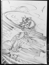 Size: 3024x4032 | Tagged: safe, artist:adetuddymax, oc, oc only, oc:bizarre song, high res, lance of longinus, neon genesis evangelion, request, requested art, solo, traditional art