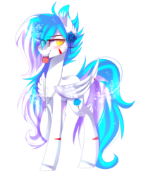 Size: 1568x1956 | Tagged: safe, artist:huirou, oc, oc only, oc:wolf, pegasus, pony, cross, female, heterochromia, mare, simple background, solo, tongue out, transparent background