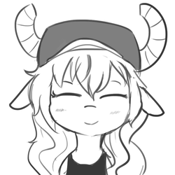Size: 792x792 | Tagged: safe, artist:tjpones, pony, clothes, eyes closed, floppy ears, horn, lucoa, miss kobayashi's dragon maid, monochrome, ponified, quetzalcoatl (miss kobayashi's dragon maid), smiling, solo