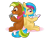 Size: 1600x1200 | Tagged: safe, artist:kaikururu, oc, oc only, oc:periwinkle, oc:russet, earth pony, pegasus, pony, book, duo, female, hoof hold, male, mare, reading, simple background, stallion, transparent background, video game