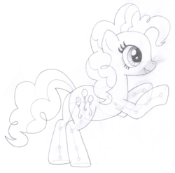 Size: 1436x1416 | Tagged: safe, artist:aafh, pinkie pie, g4, female, monochrome, solo, traditional art