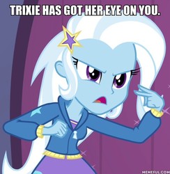 Size: 600x615 | Tagged: safe, edit, edited screencap, screencap, trixie, equestria girls, g4, my little pony equestria girls: rainbow rocks, female, image macro, meme, memeful.com, solo