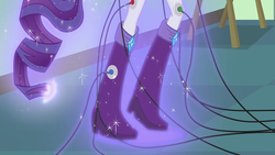 Size: 1280x720 | Tagged: safe, rarity, equestria girls, g4, my little pony equestria girls: friendship games, the science of magic, boots, boots shot, cables, electrode on boots, electrodes, female, high heel boots, jewelry, legs, pictures of legs, ponytail, solo