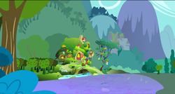 Size: 1360x730 | Tagged: safe, screencap, dragon quest, g4, apple tree, fluttershy's cottage, no pony, scenery, tree