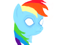 Size: 1600x1200 | Tagged: safe, artist:saintthunder, rainbow dash, pony, g4, female, no pupils, simple background, solo, uncanny valley, white background, wip