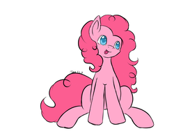 Size: 4724x3543 | Tagged: safe, artist:xaik0x, pinkie pie, g4, absurd resolution, female, simple background, sitting, solo, tongue out, white background
