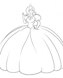 Size: 1047x1280 | Tagged: safe, artist:toughset, princess luna, human, g4, clothes, cute, dress, female, gown, humanized, lineart, luna of atlantis, princess, solo