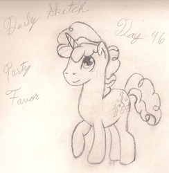 Size: 1317x1352 | Tagged: safe, artist:silversthreads, party favor, pony, unicorn, g4, daily sketch, male, monochrome, sketch, solo, stallion, traditional art