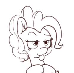 Size: 1280x1267 | Tagged: safe, artist:pabbley, pinkie pie, earth pony, pony, g4, 30 minute art challenge, animated, deal with it, deal with pink, female, gif, mare, monochrome, raised eyebrow, solo, sunglasses, tongue out